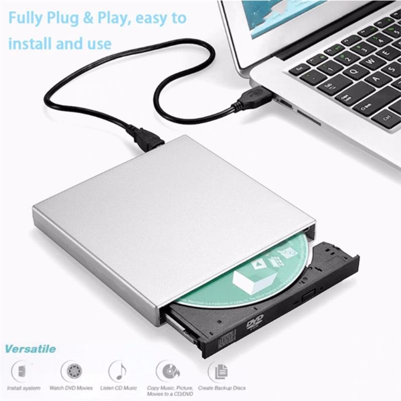 USB 2.0 External CD/DVD ROM Player Optical Drive DVD RW Burner Reader Writer Laptops PC Windows 7/8/10  For Macbook Laptop