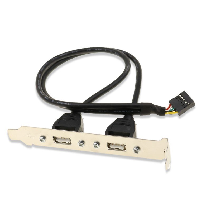 2 Port USB 2.0 Motherboard Rear Panel Expansion Bracket to IDC 9 Pin Motherboard USB Cable Host Adapter 2 Color