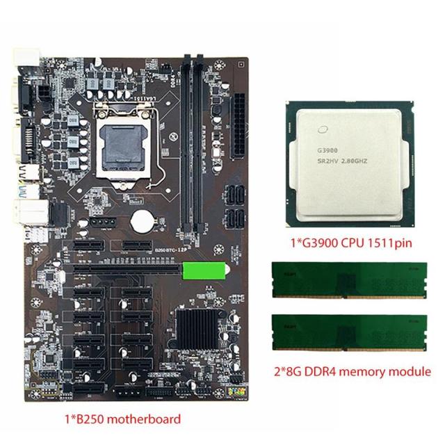 Brand New B250C Machine Motherboard Set 12 USB 3.0 To PCI-E X1 Graphics Card Support LGA 1151 DDR4 SATA3.0 For Miner