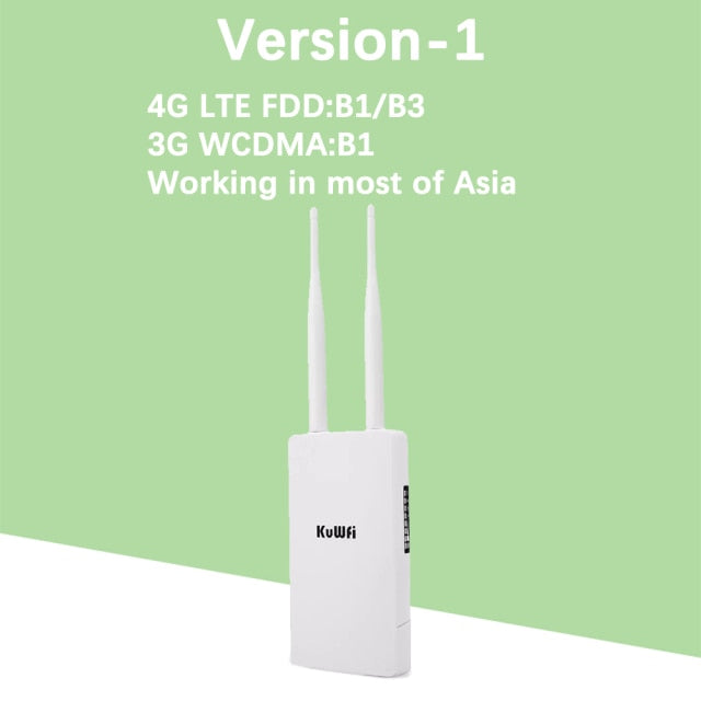 KuWFi Waterproof Outdoor 4G Router 150Mbps CAT4 LTE Routers 3G/4G SIM Card WiFi Router Modem for IP Camera/Outside WiFi Coverage