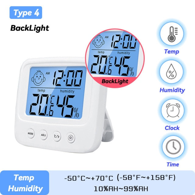 LCD Electronic Temperature Humidity Meter Indoor Outdoor Thermometer Hygrometer with Alarm Clock Home Weather Humidity Monitor