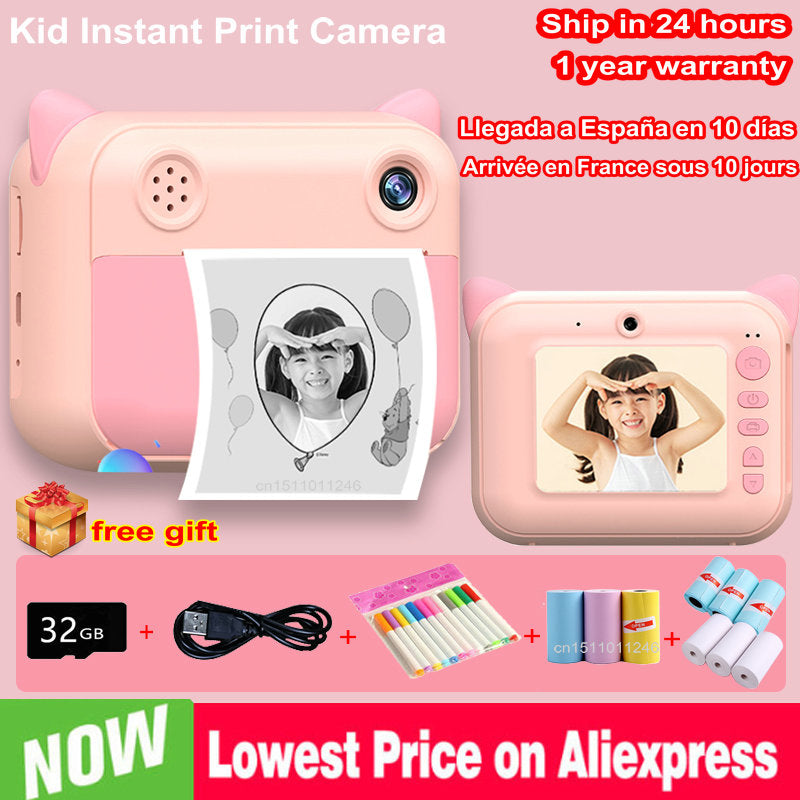 Kid Instant Print Camera Thermal Printing Camera Digital Photo Camera Girl&#39;s Toy Child Camera Video Boy&#39;s Birthday Gift