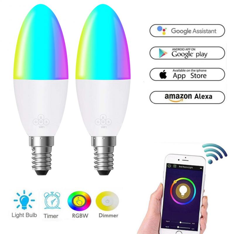 RGB Dimmable App Remote Control Smart Voice Control Candle Bulb Lights