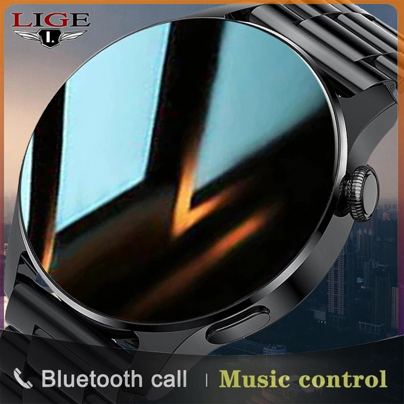 LIGE 2022 New Luxury Fashion Men&#39;s Smart Watch Bluetooth Smart Heart Rate Monitoring IP67 Waterproof Watch Men&#39;s Call + Box