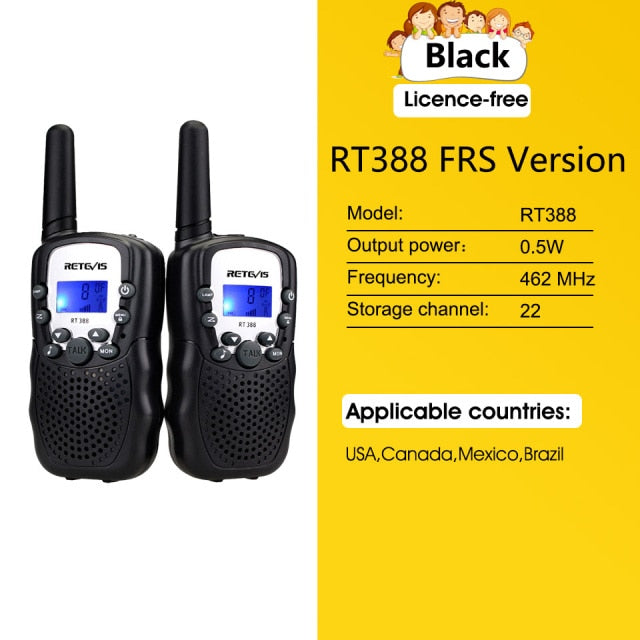 RETEVIS RT388 Walkie Talkie Children 2 Pcs Children&#39;s Radio Receiver Walkie-Talkie Kids Birthday Gift Child Toys for Boys Girls