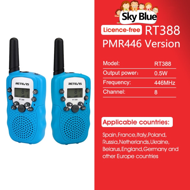 RETEVIS RT388 Walkie Talkie Children 2 Pcs Children&#39;s Radio Receiver Walkie-Talkie Kids Birthday Gift Child Toys for Boys Girls