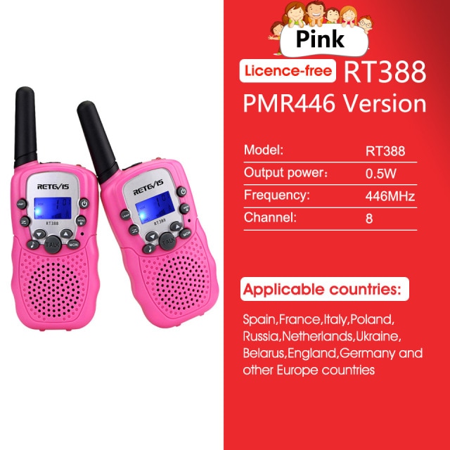 RETEVIS RT388 Walkie Talkie Children 2 Pcs Children&#39;s Radio Receiver Walkie-Talkie Kids Birthday Gift Child Toys for Boys Girls