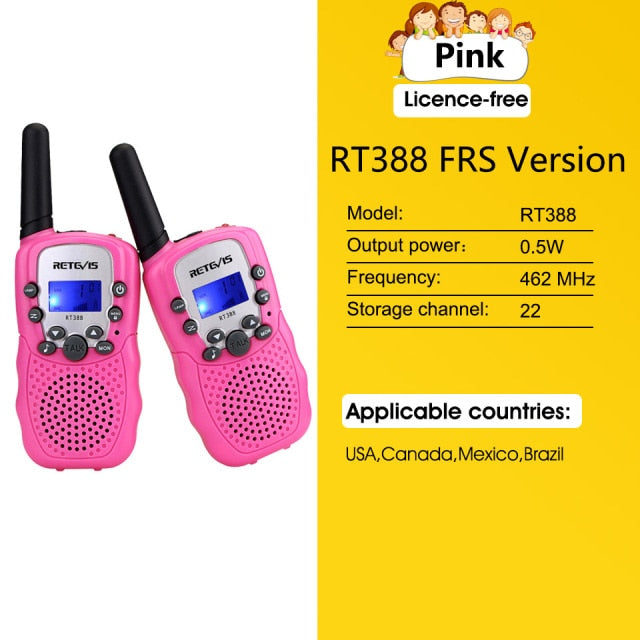 RETEVIS RT388 Walkie Talkie Children 2 Pcs Children&#39;s Radio Receiver Walkie-Talkie Kids Birthday Gift Child Toys for Boys Girls