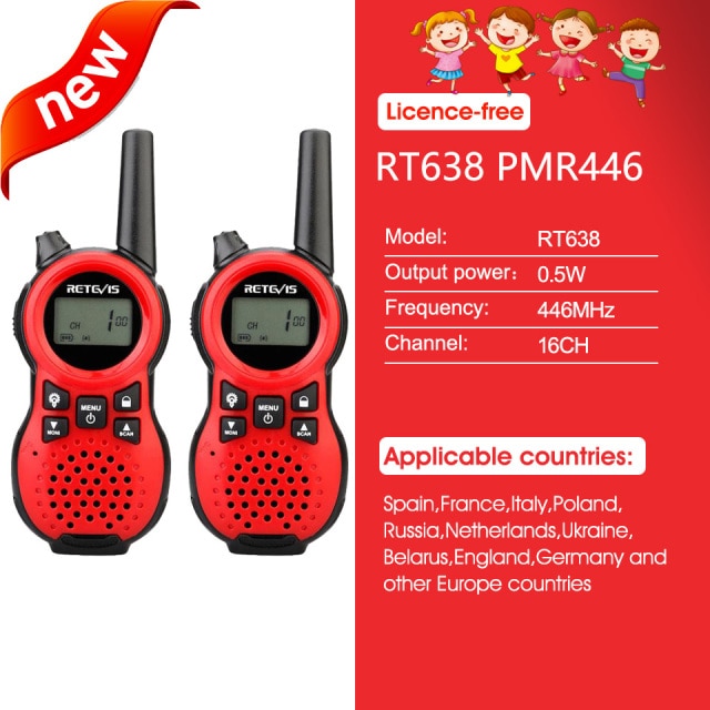 RETEVIS RT388 Walkie Talkie Children 2 Pcs Children&#39;s Radio Receiver Walkie-Talkie Kids Birthday Gift Child Toys for Boys Girls