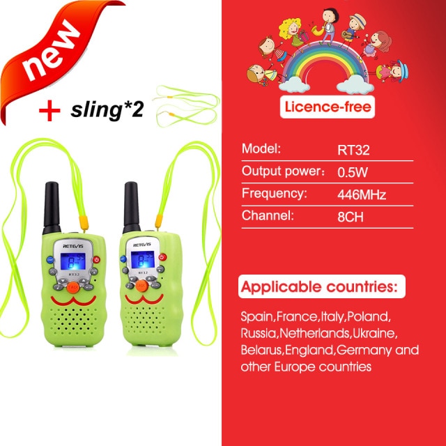 RETEVIS RT388 Walkie Talkie Children 2 Pcs Children&#39;s Radio Receiver Walkie-Talkie Kids Birthday Gift Child Toys for Boys Girls