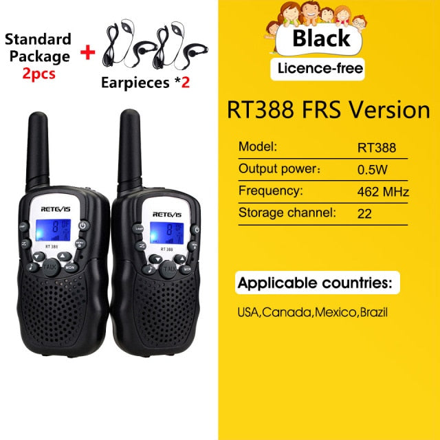 RETEVIS RT388 Walkie Talkie Children 2 Pcs Children&#39;s Radio Receiver Walkie-Talkie Kids Birthday Gift Child Toys for Boys Girls