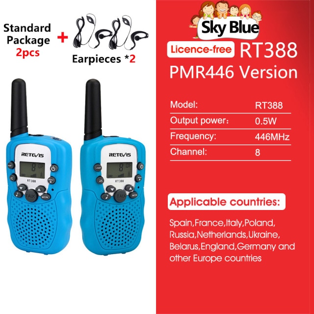 RETEVIS RT388 Walkie Talkie Children 2 Pcs Children&#39;s Radio Receiver Walkie-Talkie Kids Birthday Gift Child Toys for Boys Girls