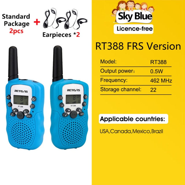 RETEVIS RT388 Walkie Talkie Children 2 Pcs Children&#39;s Radio Receiver Walkie-Talkie Kids Birthday Gift Child Toys for Boys Girls