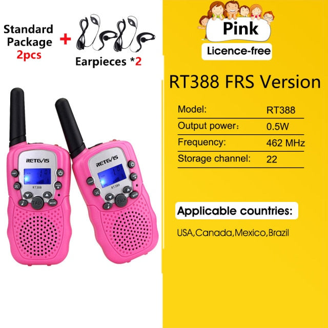 RETEVIS RT388 Walkie Talkie Children 2 Pcs Children&#39;s Radio Receiver Walkie-Talkie Kids Birthday Gift Child Toys for Boys Girls