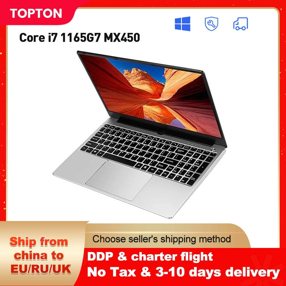 15.6 inch Notebook Intel Core i7 1165G7 i7 10510U Ultrabook Max 32GB RAM 2TB SSD Gaming Laptops With Backlit Keyboard IPS Screen