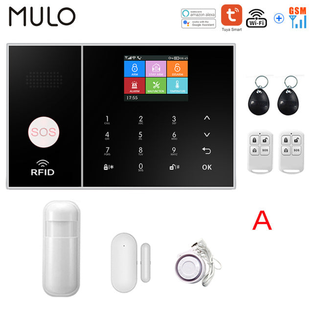 Tuya Wireless Wifi GSM Home Burglar Security Alarm System 433MHz Smart Life Alexa Google Apps Control With Sensor Detector RFID