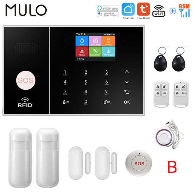 Tuya Wireless Wifi GSM Home Burglar Security Alarm System 433MHz Smart Life Alexa Google Apps Control With Sensor Detector RFID