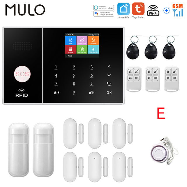 Tuya Wireless Wifi GSM Home Burglar Security Alarm System 433MHz Smart Life Alexa Google Apps Control With Sensor Detector RFID