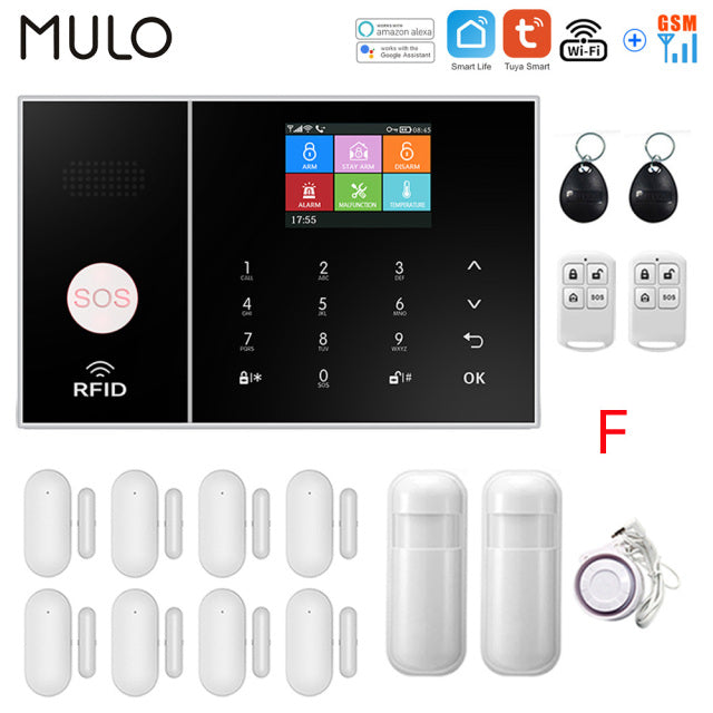 Tuya Wireless Wifi GSM Home Burglar Security Alarm System 433MHz Smart Life Alexa Google Apps Control With Sensor Detector RFID