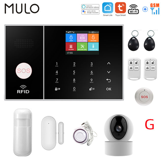 Tuya Wireless Wifi GSM Home Burglar Security Alarm System 433MHz Smart Life Alexa Google Apps Control With Sensor Detector RFID