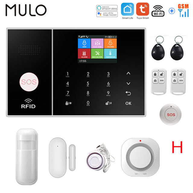 Tuya Wireless Wifi GSM Home Burglar Security Alarm System 433MHz Smart Life Alexa Google Apps Control With Sensor Detector RFID