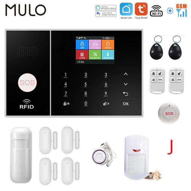 Tuya Wireless Wifi GSM Home Burglar Security Alarm System 433MHz Smart Life Alexa Google Apps Control With Sensor Detector RFID