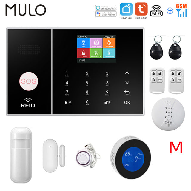 Tuya Wireless Wifi GSM Home Burglar Security Alarm System 433MHz Smart Life Alexa Google Apps Control With Sensor Detector RFID