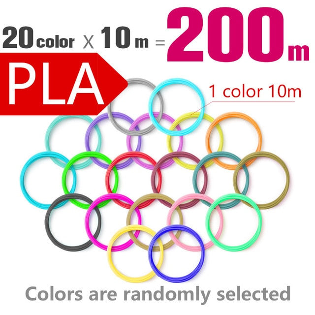 PLA/ABS 3D Pen Filament 10/20 Rolls 10M Diameter 1.75mm 200M Plastic Filament for 3D Pen 3D Printer pen,Color does not repeat