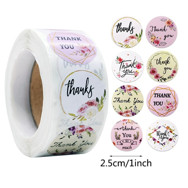 Gift Sealing Stickers 500pcs Thank You Love Design Diary Scrapbooking Stickers Festival Birthday Party Gift Decorations Labels