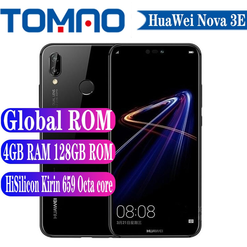 Huawei P20 Lite Global Rom Nova 3E Mobilephone HiSilicon Kirin 659 Octa Core 5.84inch 24MP Front Camera 4GB RAM 64GB 128GB ROM