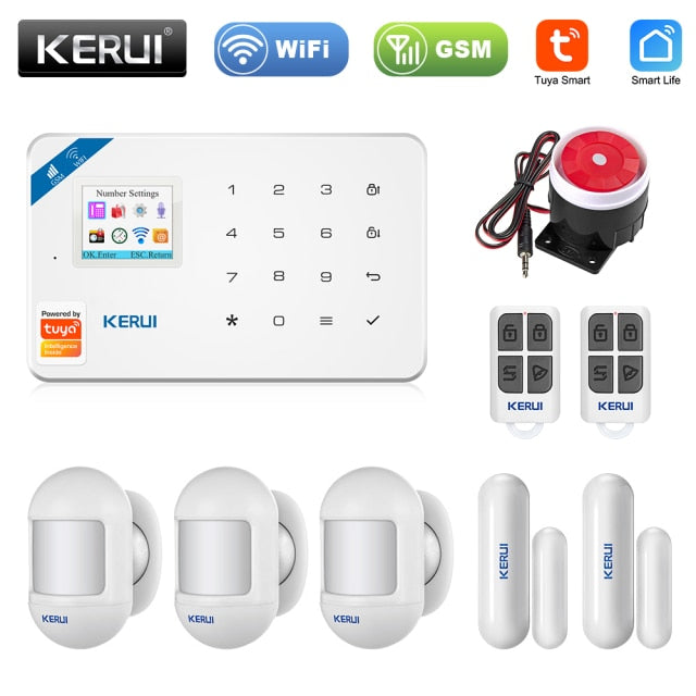 KERUI W181 Tuya Smart Home WIFI GSM Alarm System Burglar Home Security Alarm App Control Motion Sensor 6 Languages Garage alarm