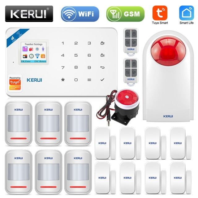 KERUI W181 Tuya Smart Home WIFI GSM Alarm System Burglar Home Security Alarm App Control Motion Sensor 6 Languages Garage alarm