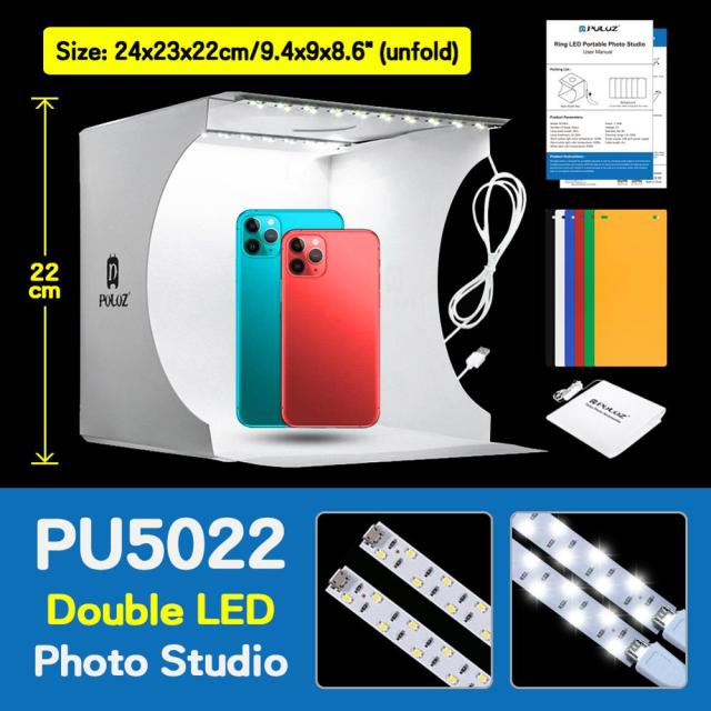 Puluz Photo Studio Lightbox Portable Photography Lighting Box Ring Led Softbox Shooting Tent Box Kit 6 Colors Backdrops Photobox