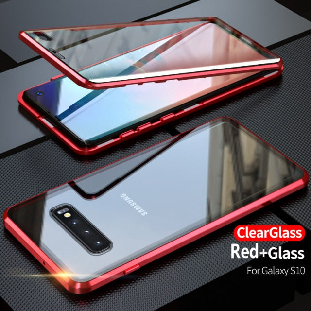 Metal Magnetic Double Sided Glass Case For Samsung Galaxy A50 A21s A51 A52 A12 A32 A70 A71 M51 A91 A20 A30 S10E M21 M31 S21 S20