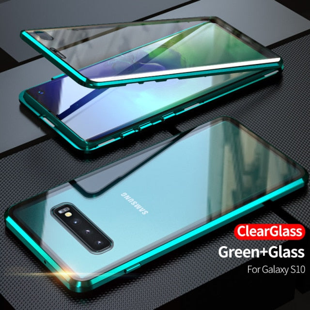 Metal Magnetic Double Sided Glass Case For Samsung Galaxy A50 A21s A51 A52 A12 A32 A70 A71 M51 A91 A20 A30 S10E M21 M31 S21 S20