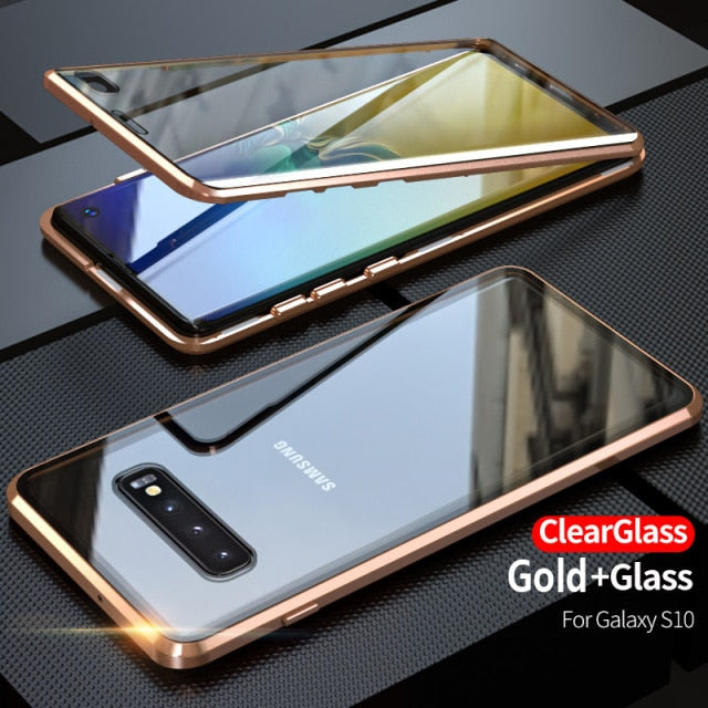 Metal Magnetic Double Sided Glass Case For Samsung Galaxy A50 A21s A51 A52 A12 A32 A70 A71 M51 A91 A20 A30 S10E M21 M31 S21 S20