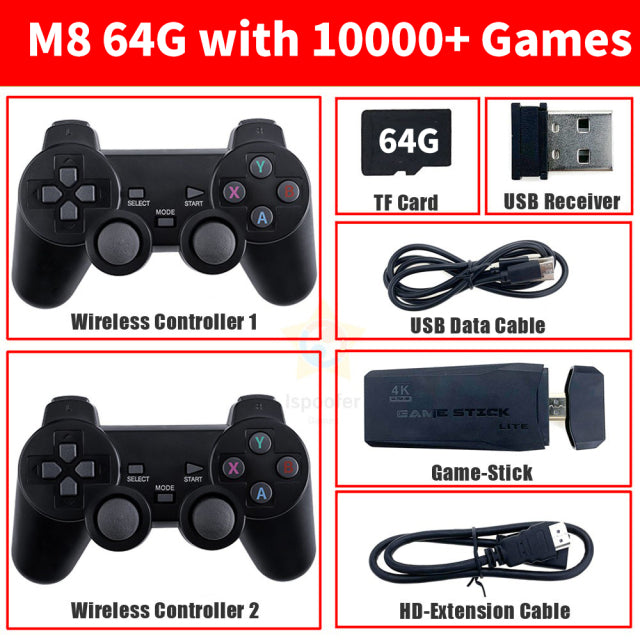 Video Game Consoles Built-in 10000 Retro Games Stick 2.4G Wireless Controller Mini Family 4k TV Video Gamestick For Kid