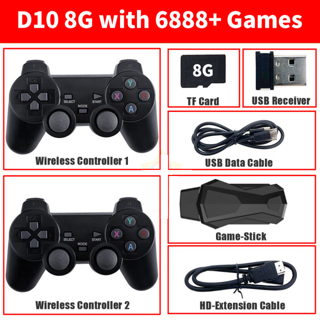 Video Game Consoles Built-in 10000 Retro Games Stick 2.4G Wireless Controller Mini Family 4k TV Video Gamestick For Kid