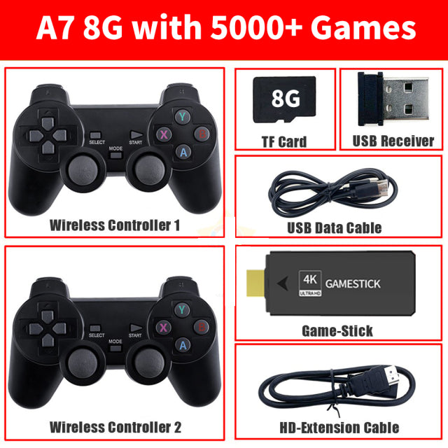 Video Game Consoles Built-in 10000 Retro Games Stick 2.4G Wireless Controller Mini Family 4k TV Video Gamestick For Kid