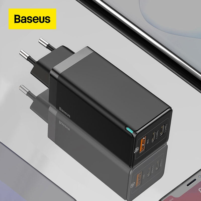 Baseus 65W GaN Charger Quick Charge 4.0 3.0 Type C PD USB Charger with QC 4.0 3.0 Portable Fast Charger For Laptop iPhone 12 Pro