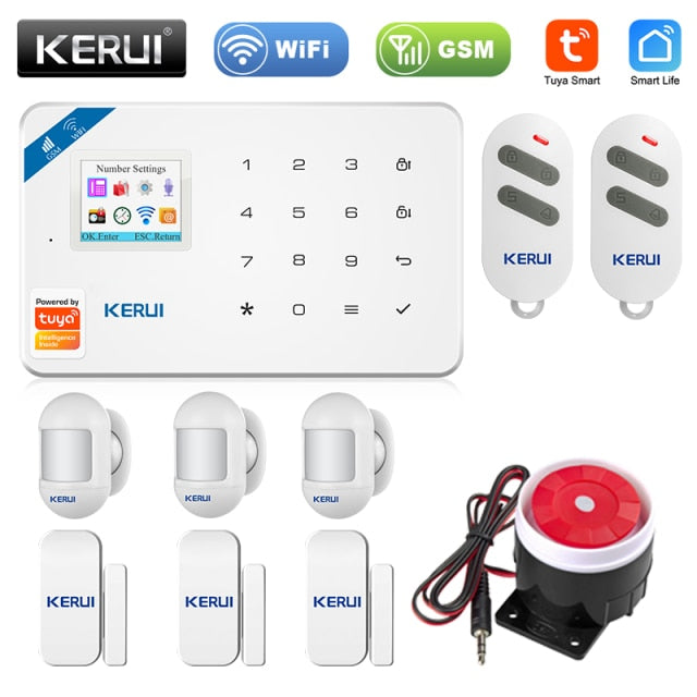 KERUI W181 Tuya Smart Home WIFI GSM Alarm System Burglar Home Security Alarm App Control Motion Sensor 6 Languages Garage alarm