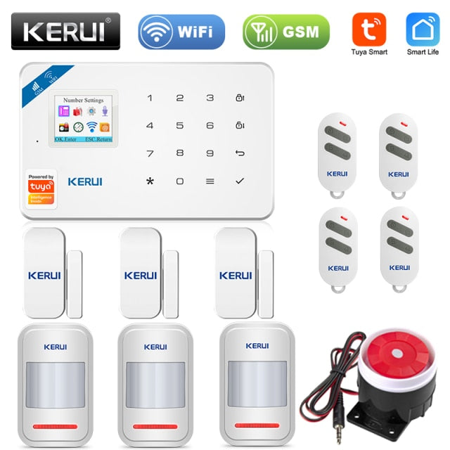 KERUI W181 Tuya Smart Home WIFI GSM Alarm System Burglar Home Security Alarm App Control Motion Sensor 6 Languages Garage alarm