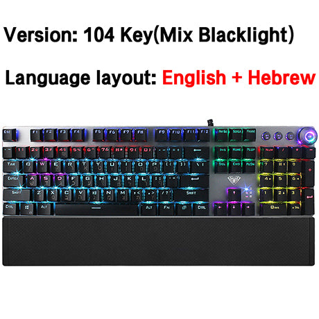 AULA F3087/F2068/F2088 Game mechanical keyboard  87/104 KEYS computer keyboard laptop keyboard Russian Hebrew Spanish Arabic