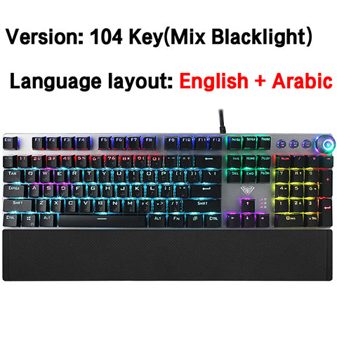 AULA F3087/F2068/F2088 Game mechanical keyboard  87/104 KEYS computer keyboard laptop keyboard Russian Hebrew Spanish Arabic