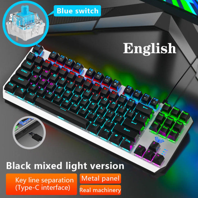 AULA F3087/F2068/F2088 Game mechanical keyboard  87/104 KEYS computer keyboard laptop keyboard Russian Hebrew Spanish Arabic