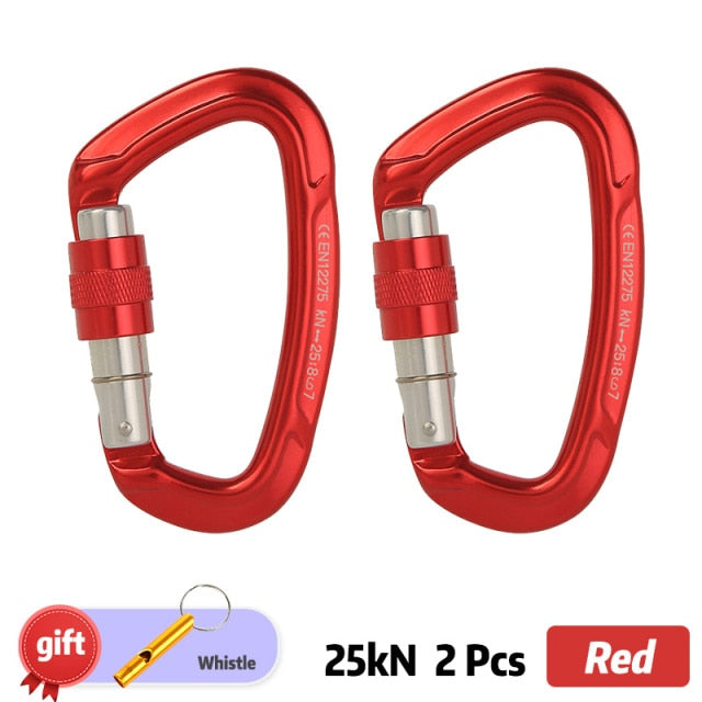 Outdoor Professional Rock Climbing Carabiner 25kN Lock D-shape Safety Buckle Carabiner for keys Outdoor tools Equipment