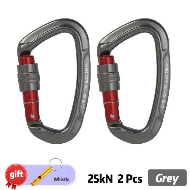 Outdoor Professional Rock Climbing Carabiner 25kN Lock D-shape Safety Buckle Carabiner for keys Outdoor tools Equipment