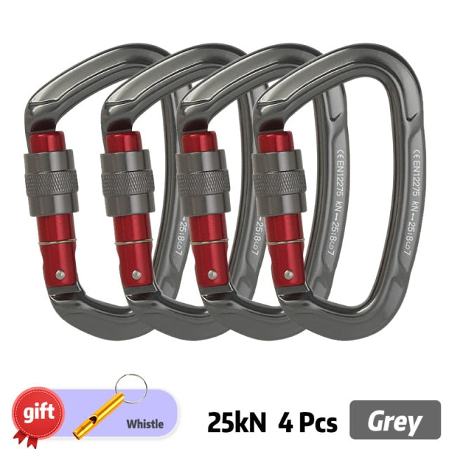 Outdoor Professional Rock Climbing Carabiner 25kN Lock D-shape Safety Buckle Carabiner for keys Outdoor tools Equipment