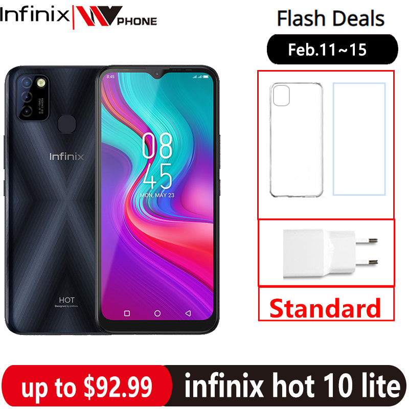 Global Version Infinix hot 10 Lite 2GB 32GB Mobile Phone 6.6&#39;&#39;HD 1600*720P 5000mAh Battery 13MP Camera Helio A20