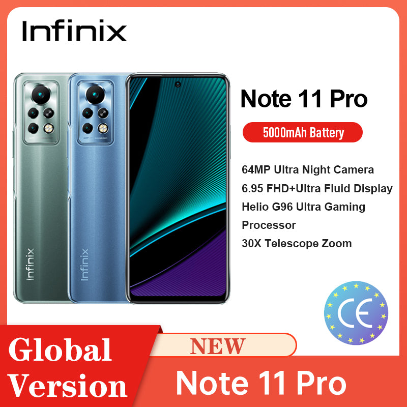 Infinix Note 11 Pro 6.95&#39;&#39; Display Smartphone 8GB 128GB 64MP Camera 5000 Battery 33W Super Charge Global Version Mobile Phones